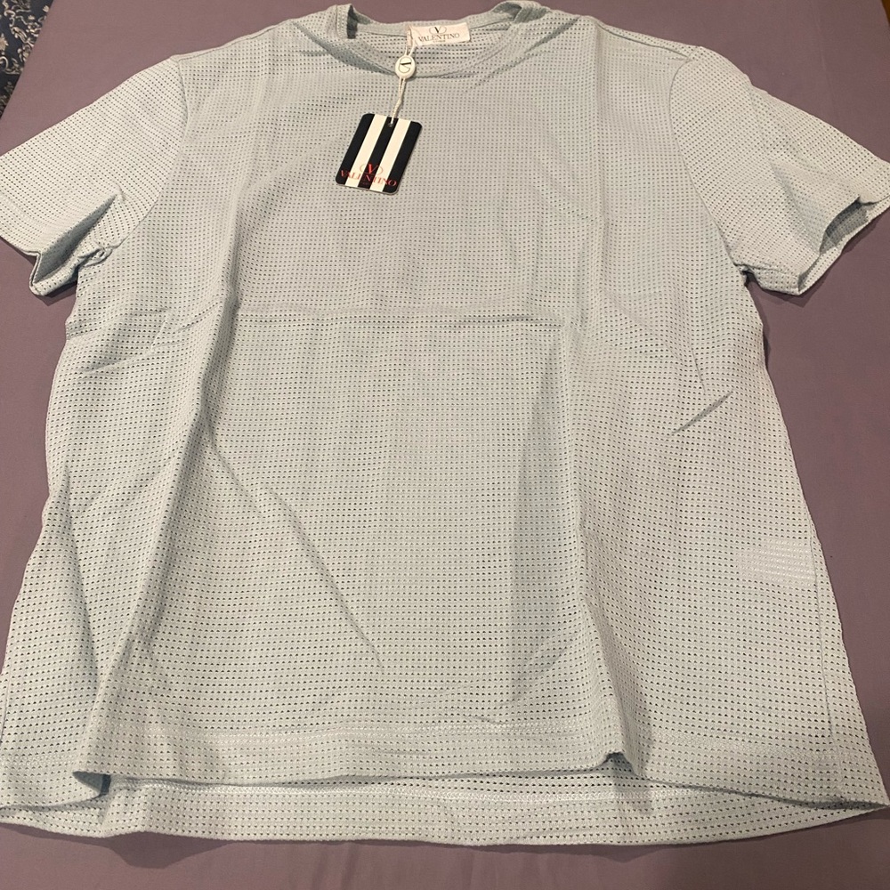 Valentino Light Blue Men's Mesh Shirt